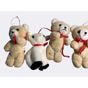Teddy Bear Lamb Ornaments Set Of 4 Plush Hanging Ornaments